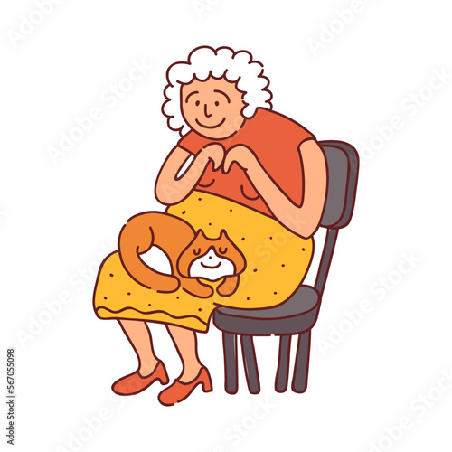 Cat On Grandma Composition