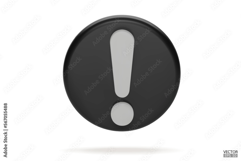 3d Realistic black round warning sign isolated on white background. Hazard warning attention sign with exclamation mark symbol. Danger, Alert, Dangerous attention icon. 3D Vector illustration. 3d Realistic black round warning sign isolated on white background. Hazard warning attention sign with exclamation mark symbol. Danger, Alert, Dangerous attention icon. 3D Vector illustration.