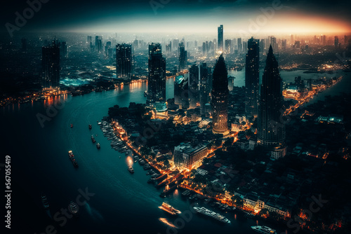 A panoramic view of the bustling city of Bangkok