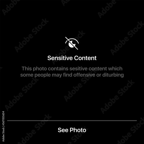 Sensitive content vector sign.  Social media vector screen design isolated file photo