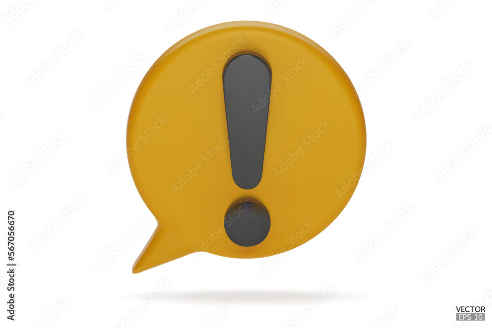 3d Realistic black round warning sign on white background. Hazard warning attention sign. Speech bubble with an exclamation mark. Comment icon. Danger, Alert, Dangerous icon. 3D Vector illustration. 3d Realistic black round warning sign on white background. Hazard warning attention sign. Speech bubble with an exclamation mark. Comment icon. Danger, Alert, Dangerous icon. 3D Vector illustration.
