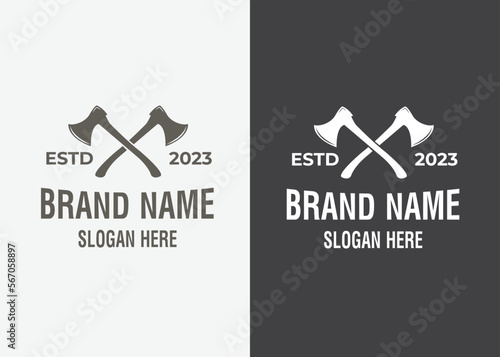 Lumberjack axes crossed Isolated On White Background Vector object for Labels, Badges, Logos and other Design.