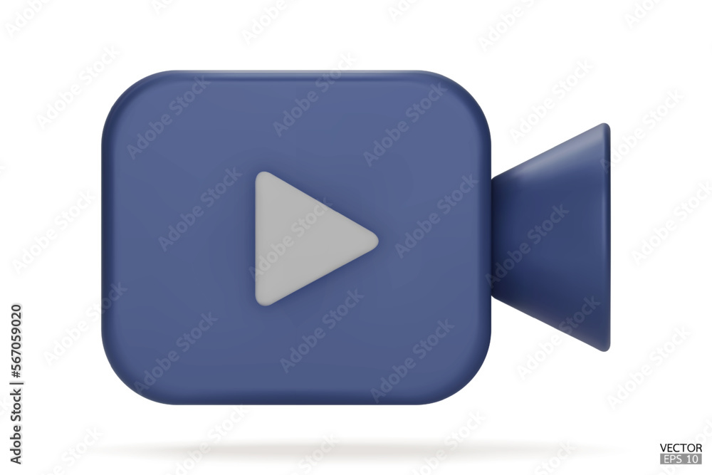 Blue Video camera icon isolate on white background. 3d Realistic movie icon, play button for the interface of applications and web pages. Video, streaming, multimedia concept. 3D vector illustration. Blue Video camera icon isolate on white background. 3d Realistic movie icon, play button for the interface of applications and web pages. Video, streaming, multimedia concept. 3D vector illustration.