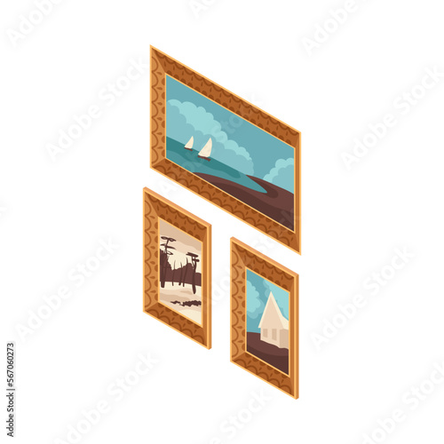 Antique Pictures Isometric Composition