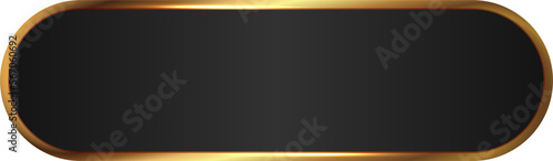 Simple 3D black glossy buttons and gold shape board or frame vector