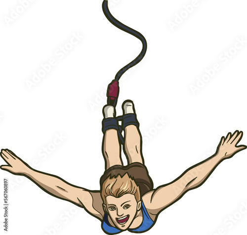 exciting girl bungee jumping extreme sport  