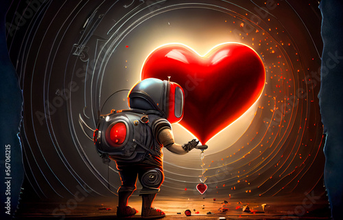 man with heart in a portal photo