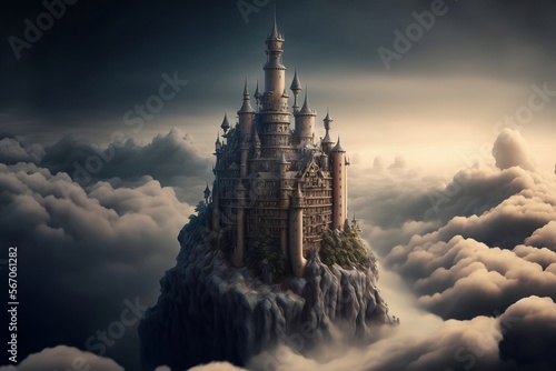 Castle in the clouds created with generative AI