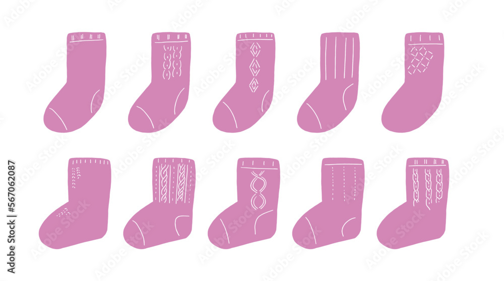 ピンクの靴下のイラストセット