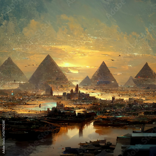 Building the Mysteries: Illustration of the Creation of Ancient Pyramids
