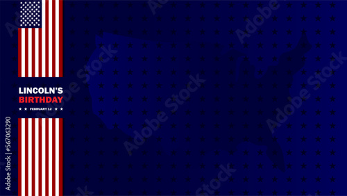 Happy Lincoln's Birthday 2 Background. Suitable for Banner, Poster, Greeting Card. Vector Illustration. 