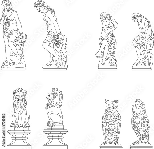 Sketch vector illustration of classical greek roman statue
