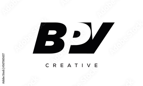 BPV letters negative space logo design. creative typography monogram vector photo