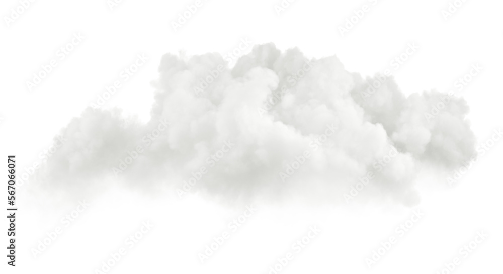 Smooth soft clouds cut out transparency background 3d illustration