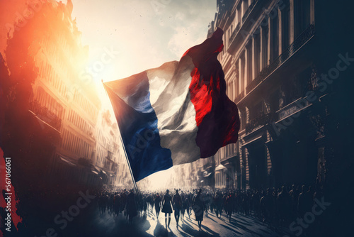Vászonkép Paris Protests in France, Manifestation. Generative AI