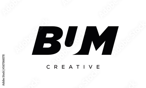 BUM letters negative space logo design. creative typography monogram vector