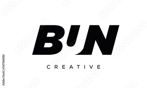 BUN letters negative space logo design. creative typography monogram vector