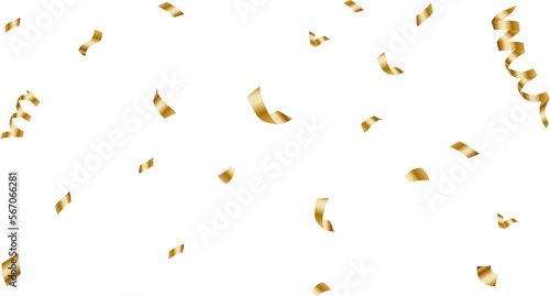 Shiny golden confetti confetti and ribbons falling down. Bright festive tinsel of gold color.luxury background.