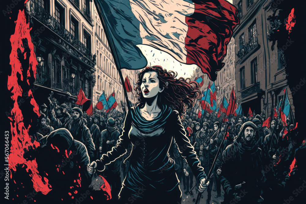 Paris Protests in France, Manifestation. Generative AI Paris Protests in France, Manifestation. Generative AI