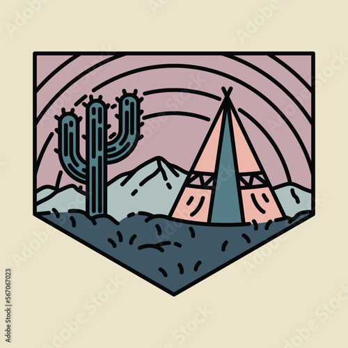 Camping at desert graphic illustration vector art t-shirt design
