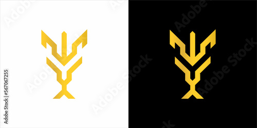 logo mono gram gold gradient black in white background