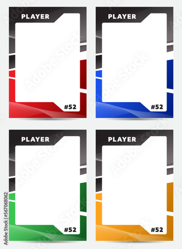 Sport player trading card frame border template photo