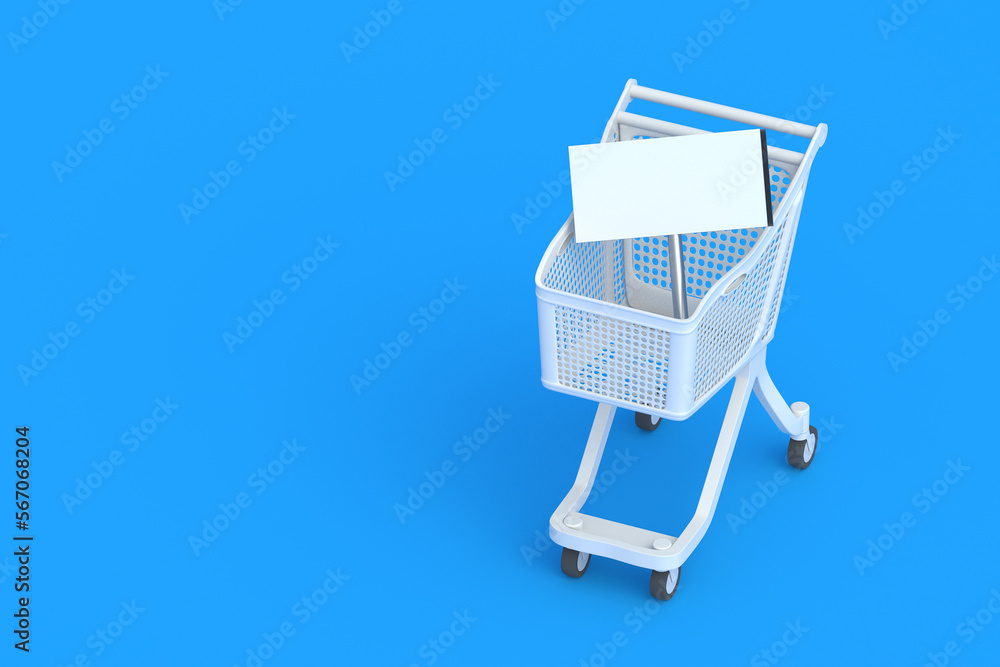 Blank billboard in market cart. Copy space. 3d render Blank billboard in market cart. Copy space. 3d render