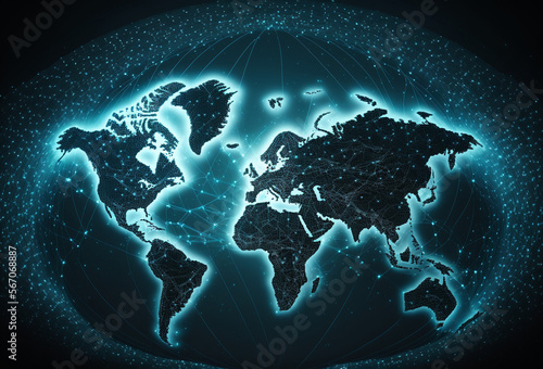 Communication technology internet business. Global world network and telecommunication on earth cryptocurrency and blockchain generative ai