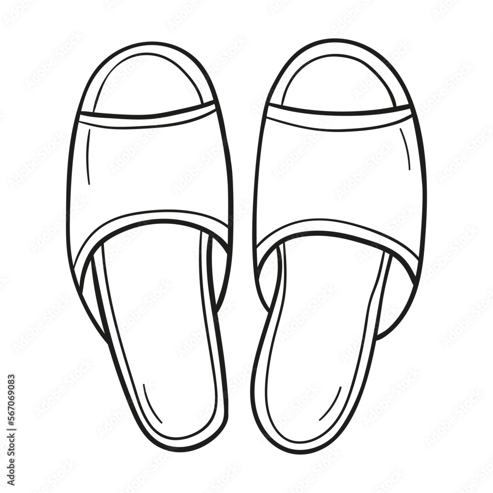 Home slippers vector icon. Pair of shoes on white background handdrawn in sketch style. Home slippers vector icon. Pair of shoes on white background handdrawn in sketch style.
