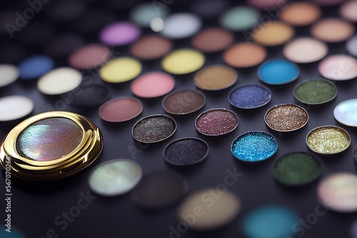 eyeshadow palette, bright colors close up..