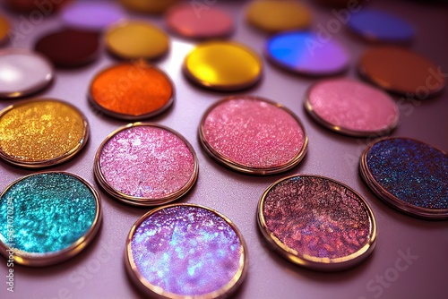 eyeshadow palette, bright colors close up..