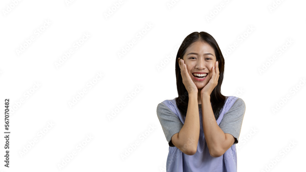 Woman smiling happily isolated on png file background, Woman loves and rejoices herself, Contented, Pure love, Love myself, Proud of yourself, Self-made happiness, Painting Therapy with a smile. Woman smiling happily isolated on png file background, Woman loves and rejoices herself, Contented, Pure love, Love myself, Proud of yourself, Self-made happiness, Painting Therapy with a smile.