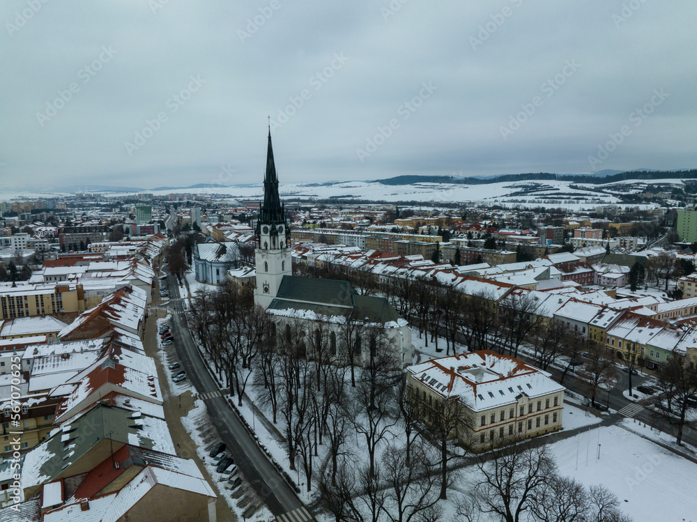 Fototapeta premium Aerial view of the historic town of Spisska Nova Ves in Slovakia