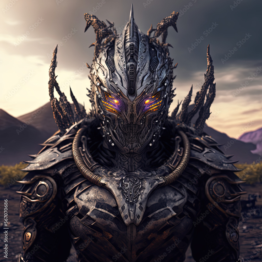 Fototapeta premium Fantasy Sci-fi Character,Fantasy Character,future armor .Generative Ai