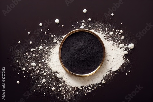cosmetic powder on a black background