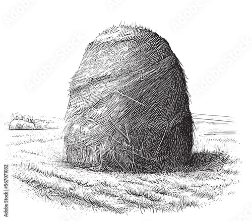 Haystack sketch hand drawn in doodle style Vector illustration