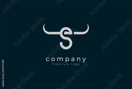 Initial S horn Logo, minimalist letter S with horn design logo, vector illustration