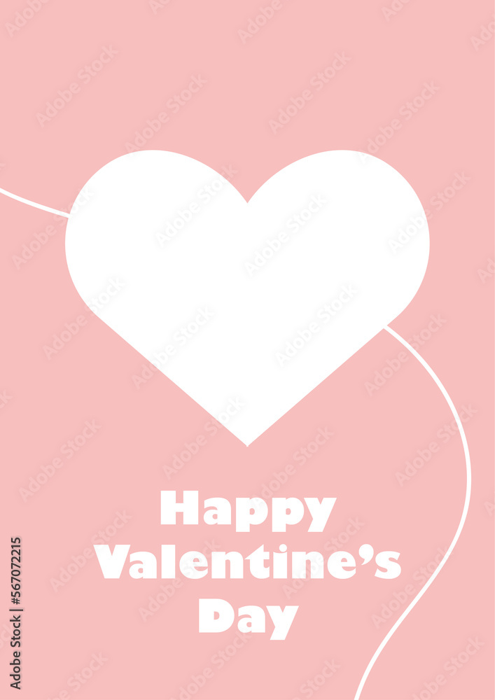 happy valentines day 2024 card simple design pink red colours hearts