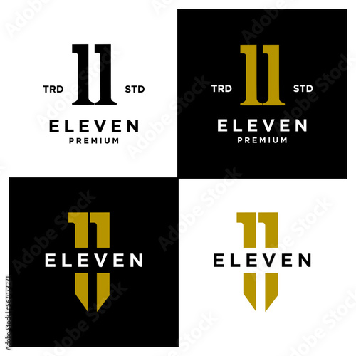 Eleven Initial number 11 icon design logo minimal template