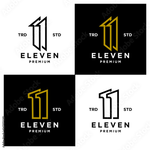 Eleven Initial number 11 icon design logo minimal template