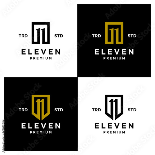 Eleven Initial number 11 icon design logo minimal template