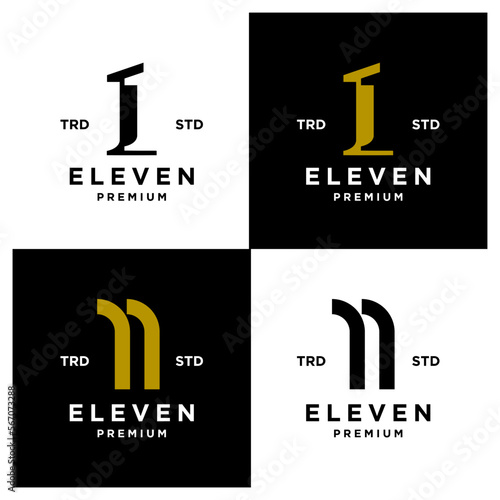 Eleven Initial number 11 icon design logo minimal template