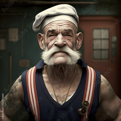 portrait of a sailor in a hat, bearded, generative ai photo
