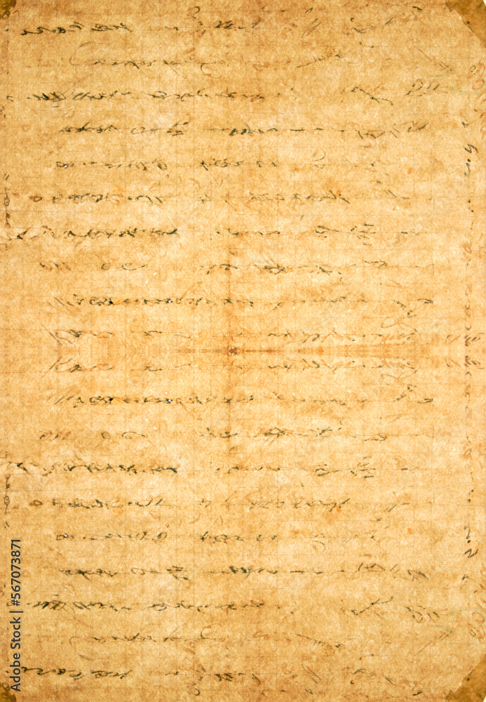 Fototapeta premium Old paper with handwritten ink text as background.