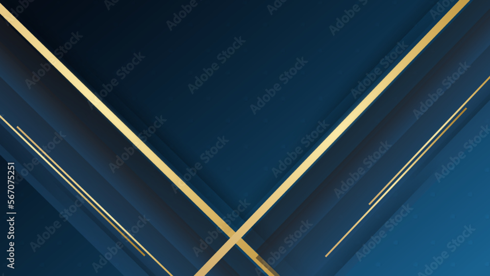 Abstract blue geometric with gold stripes on dark blue background. Golden stripes line design on dark blue background. Vector illustration. Abstract blue geometric with gold stripes on dark blue background. Golden stripes line design on dark blue background. Vector illustration.