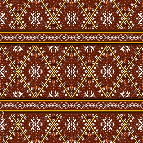 Floral cross stitch embroidery on background.geometric ethnic oriental seamless pattern traditional.Aztec style abstract illustration.design for texture,fabric,clothing,wrapping,print