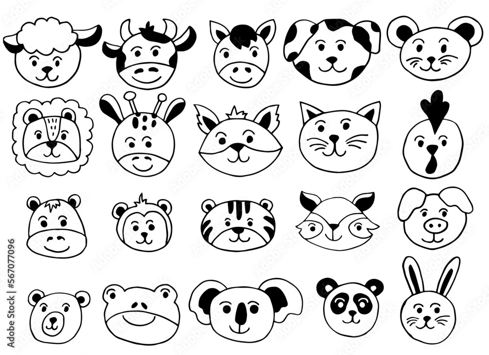 Doodle set illustration of an animal icon.