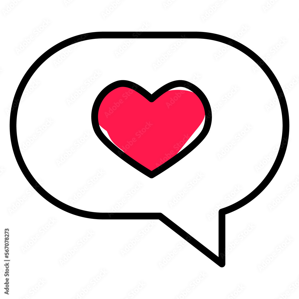 Heart in speech bubble doodle icon