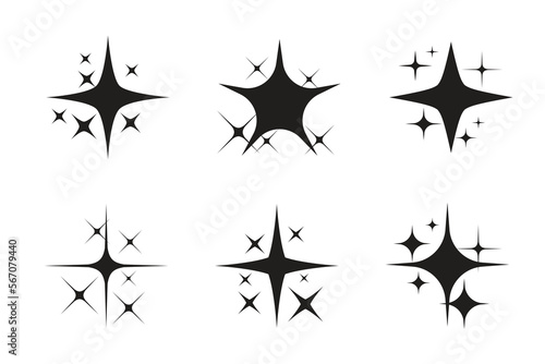 Black sparkles symbols vector. The set of original vector stars sparkle icon. Bright firework  decoration twinkle  shiny flash. stars and bursts collection. Vector
