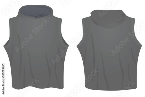 Grey women hooded crop top. vector illustration
